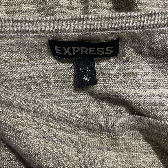 Express Beige Metallic Weave Ruched Side Dolman Sleeve Knit Top - Picture 6 of 7